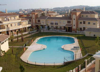 View from terrace to pool and Torre del Mar